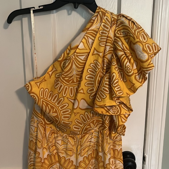 ‼️LAST CHANCE - Farm Rio Ainika tapestry yellow one shoulder maxi dress - Picture 4 of 10